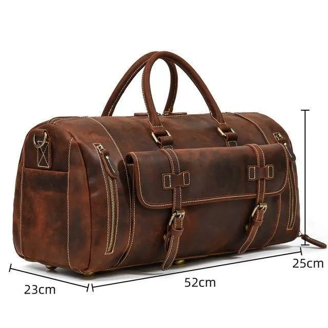 VacationGrabs Large Leather Travel Bag for Stylish Journeys