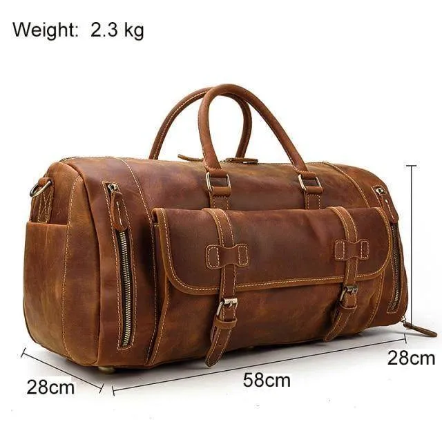 VacationGrabs Large Leather Travel Bag for Stylish Journeys