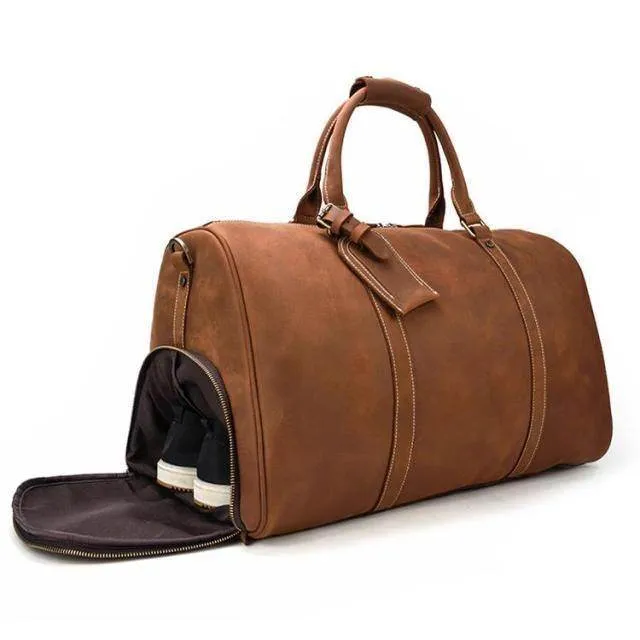 VacationGrabs Large Leather Travel Bag for Stylish Journeys