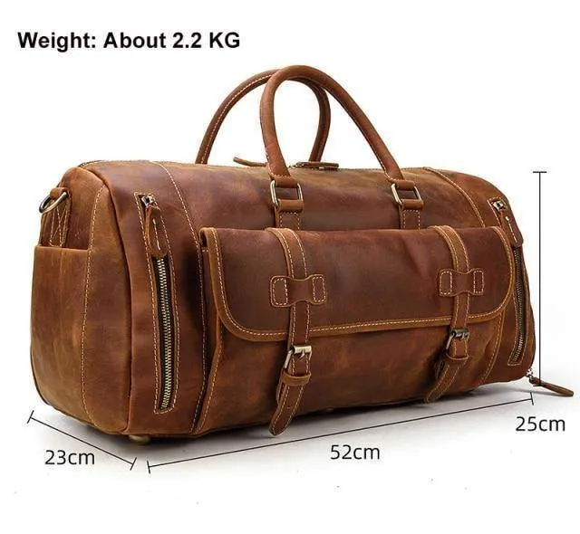 VacationGrabs Large Leather Travel Bag for Stylish Journeys