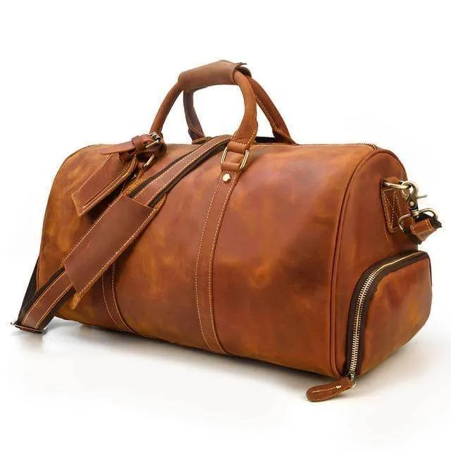 VacationGrabs Large Leather Travel Bag for Stylish Journeys