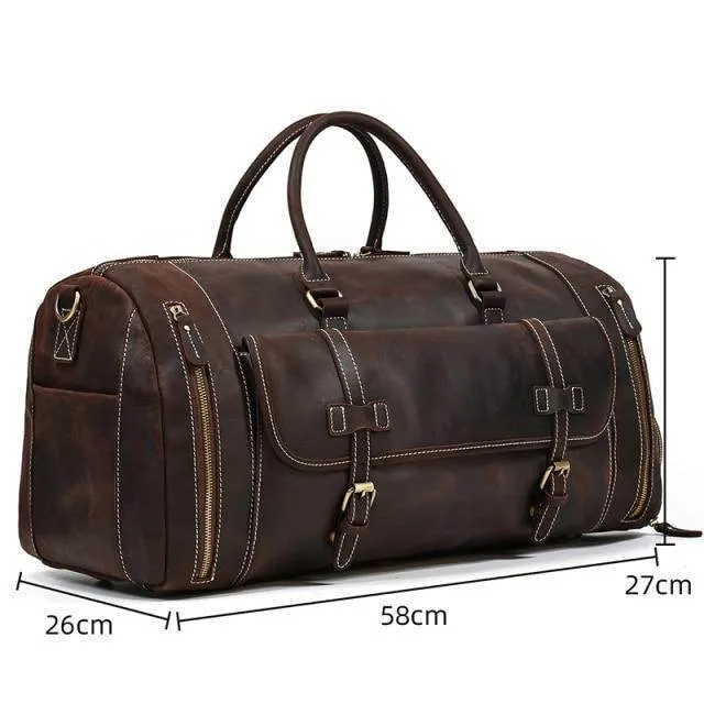 VacationGrabs Large Leather Travel Bag for Stylish Journeys