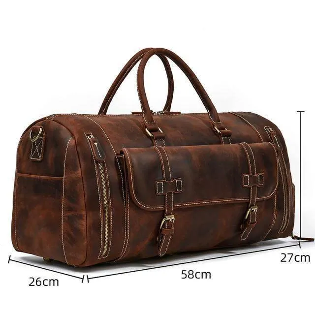 VacationGrabs Large Leather Travel Bag for Stylish Journeys