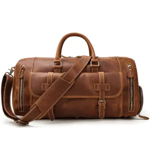 VacationGrabs Large Leather Travel Bag for Stylish Journeys