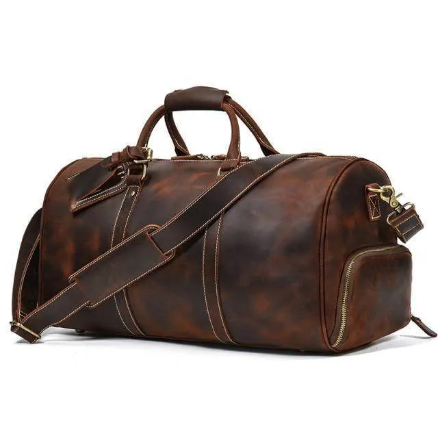 VacationGrabs Large Leather Travel Bag for Stylish Journeys