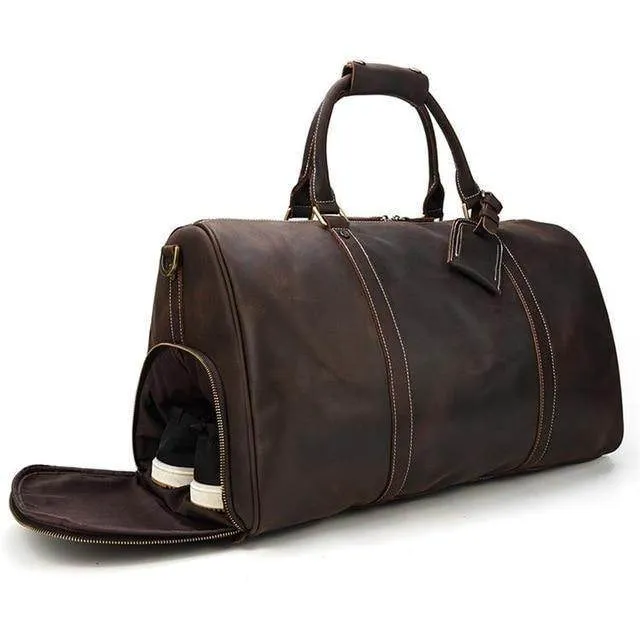 VacationGrabs Large Leather Travel Bag for Stylish Journeys