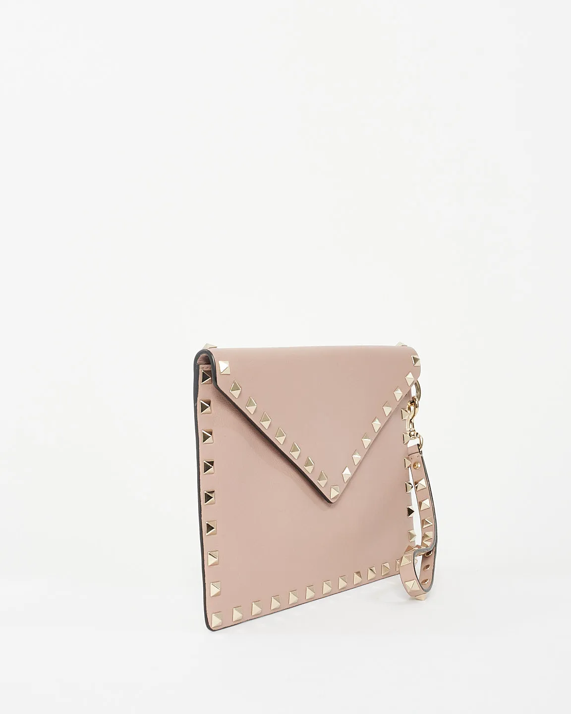 Valentino Blush Pink Leather Rockstud Calfskin Pouch