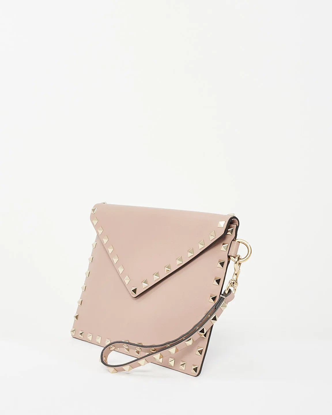 Valentino Blush Pink Leather Rockstud Calfskin Pouch