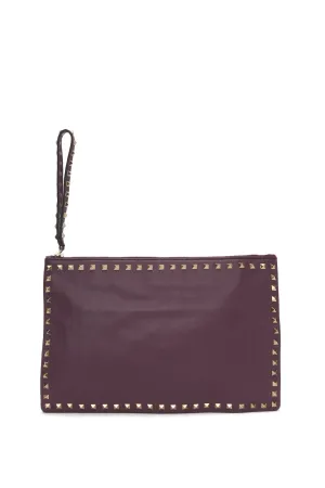 Valentino Purple Large Rockstud Wristlet Clutch