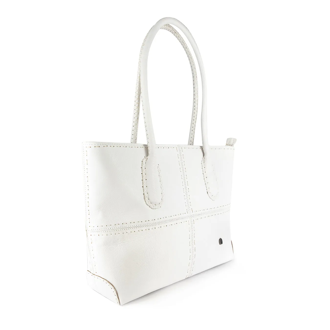 Vanessa : Ladies Leather Shopper Handbag in White Cayak