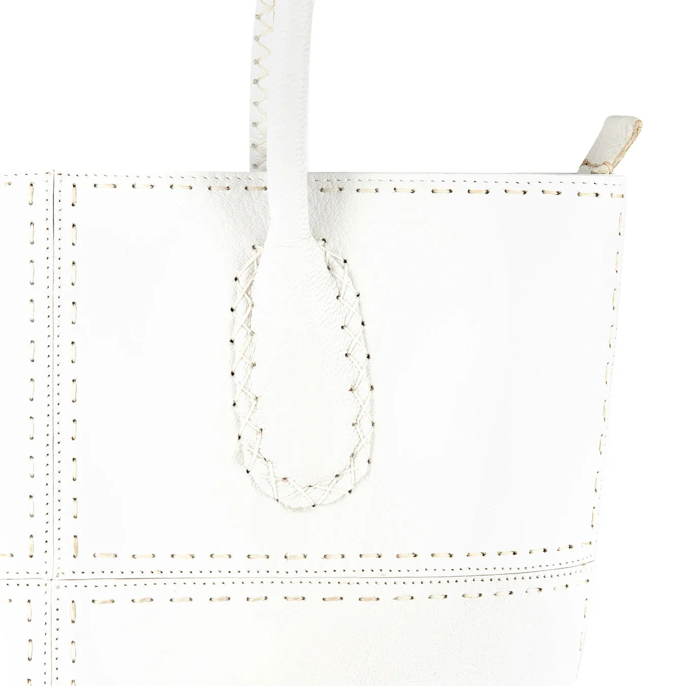 Vanessa : Ladies Leather Shopper Handbag in White Cayak