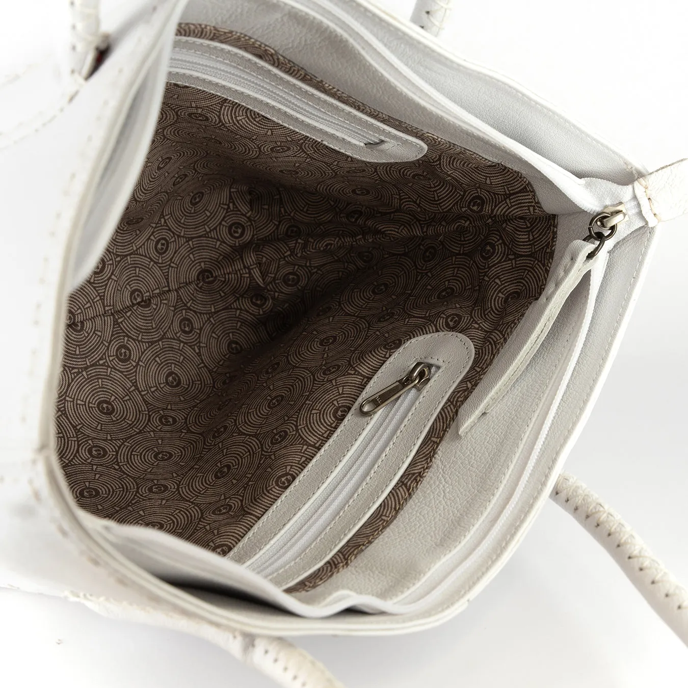 Vanessa : Ladies Leather Shopper Handbag in White Cayak