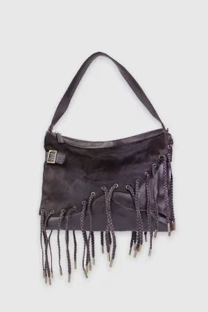 Versace Brown Leather and Cowhide Handbag