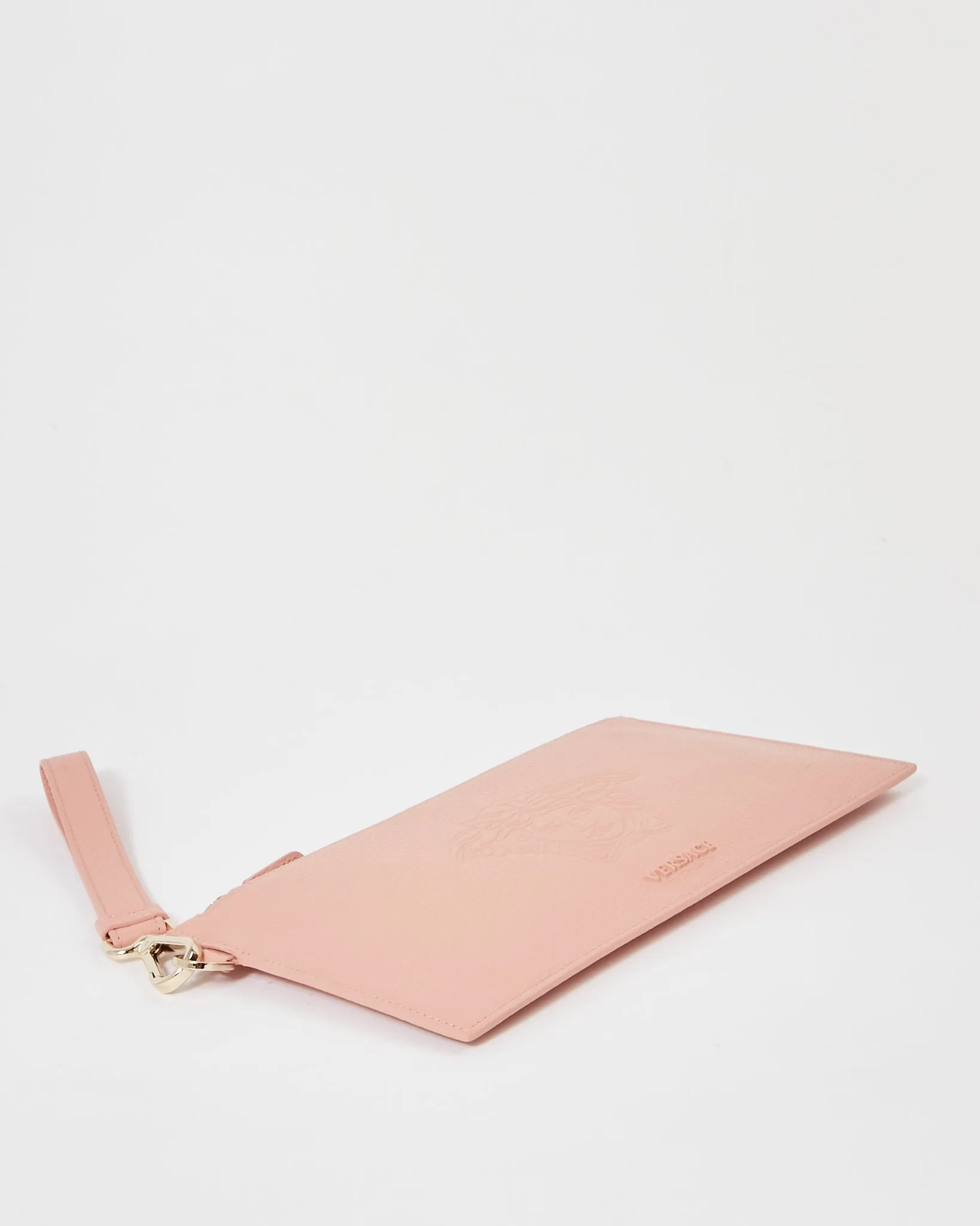 Versace Pink Leather Medusa Head Wristlet Clutch