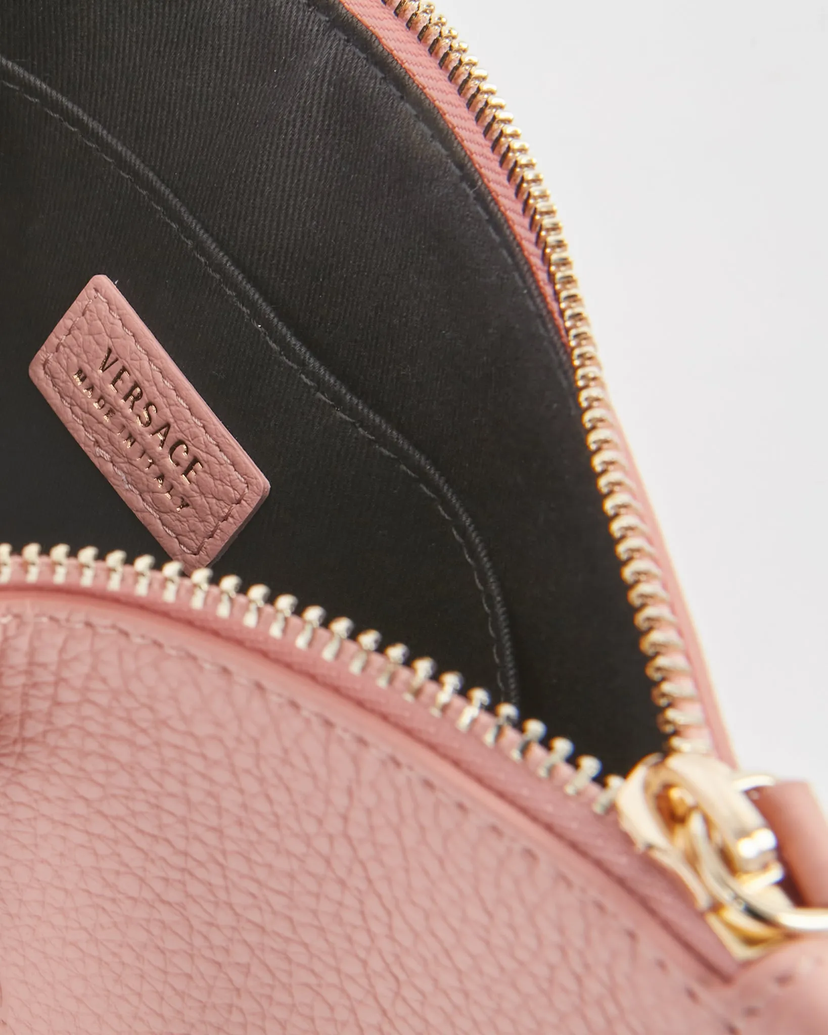 Versace Pink Leather Medusa Head Wristlet Clutch