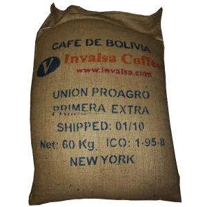 Very large, used, strong burlap coffee bag with free coffee sample