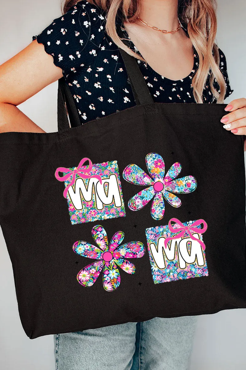 Vibrant Floral Mama Canvas Jumbo Tote