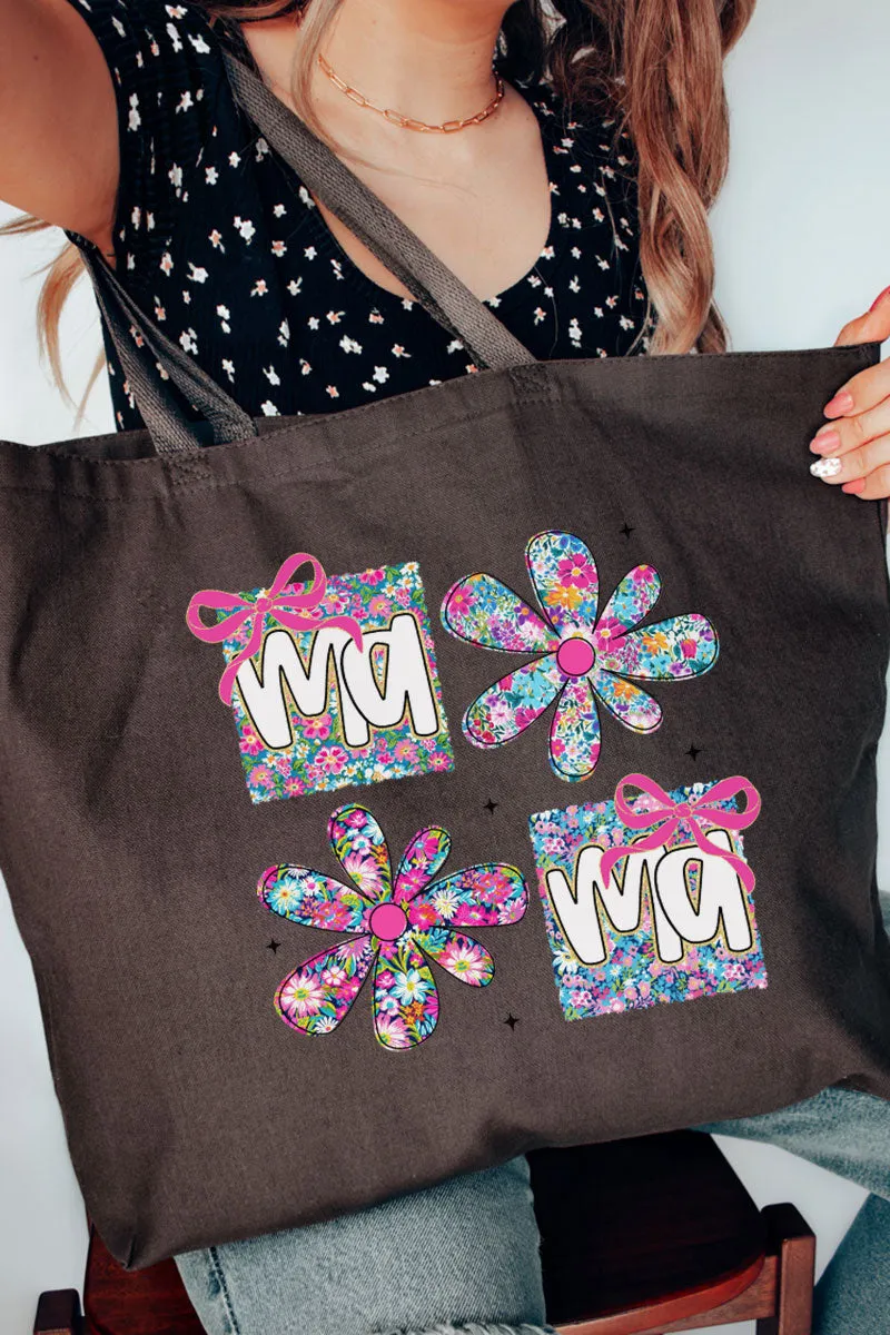 Vibrant Floral Mama Canvas Jumbo Tote