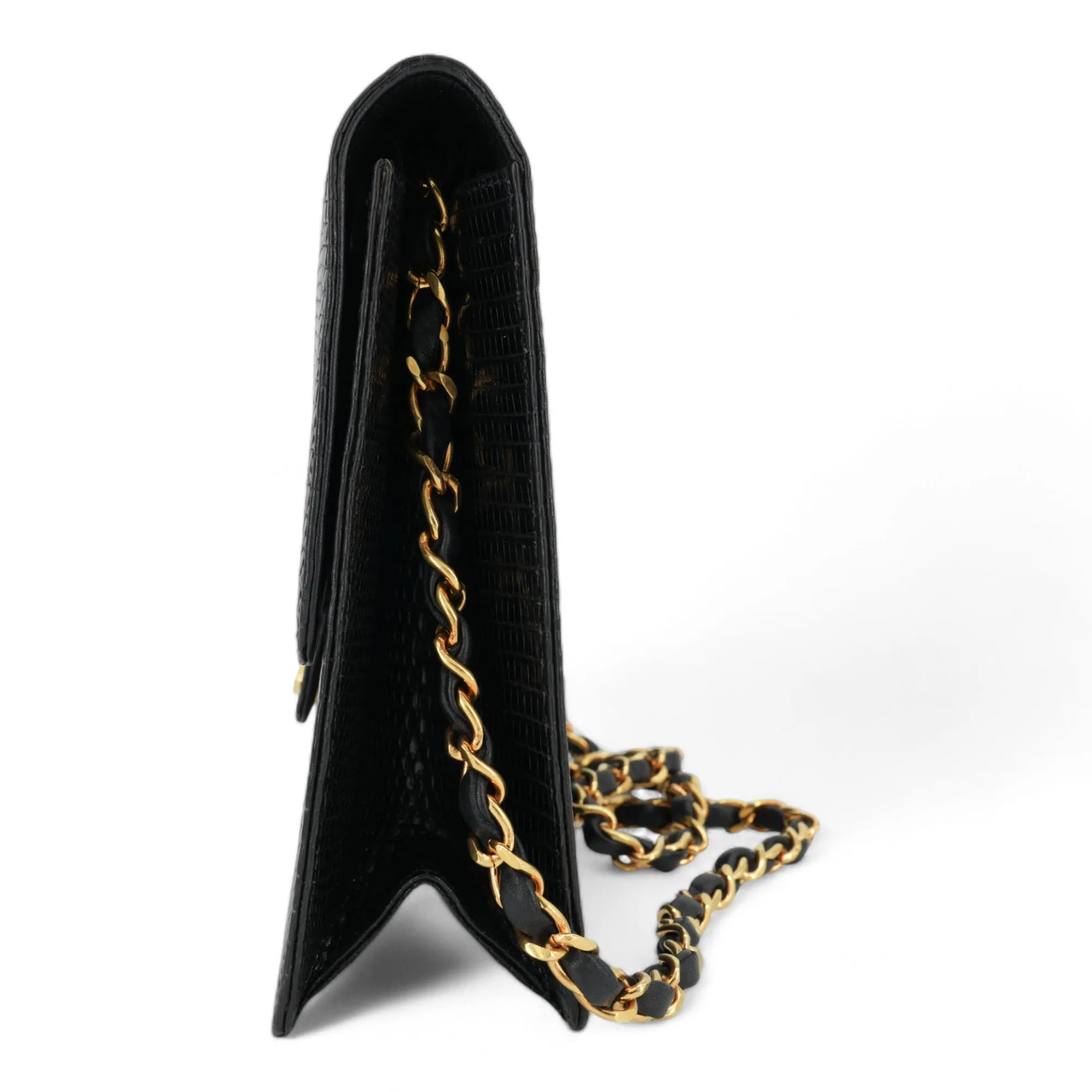 Vintage Black Lizard Single Flap Bag