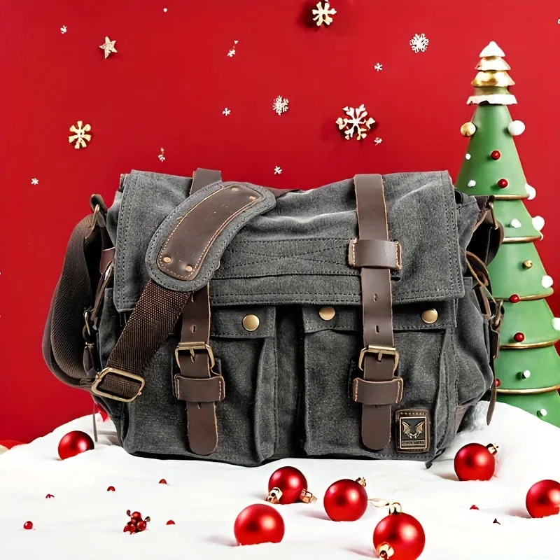 Vintage Canvas Messenger Bag Large Capacity Shoulder Bag