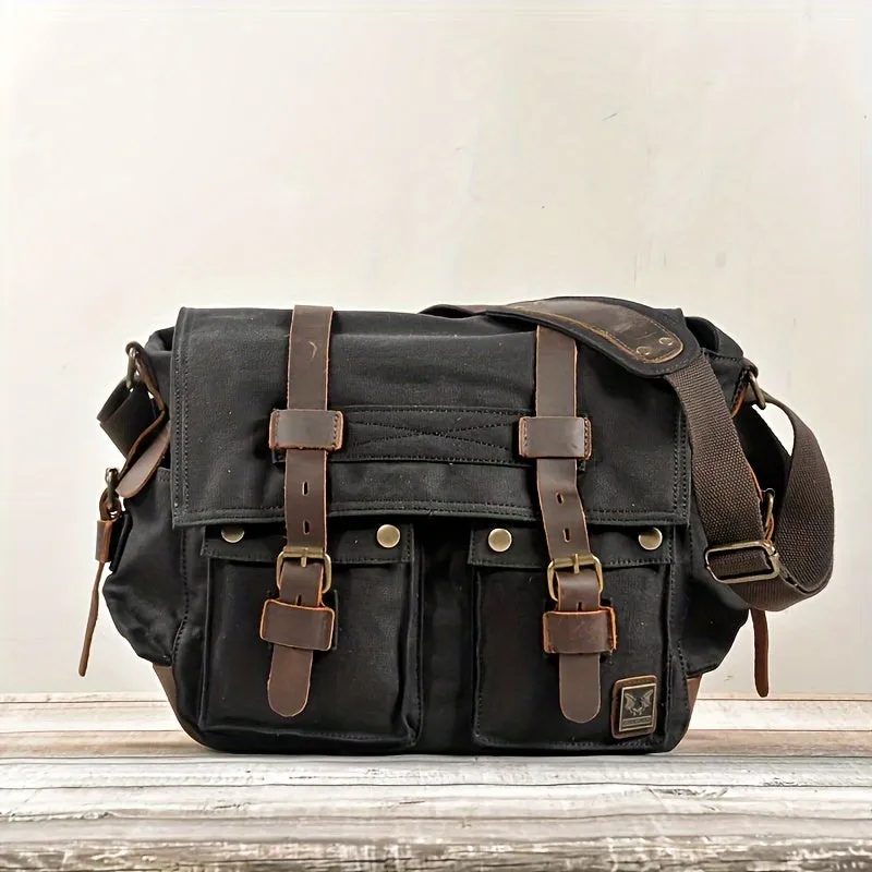 Vintage Canvas Messenger Bag Large Capacity Shoulder Bag