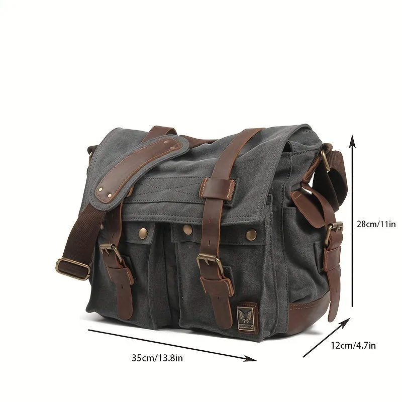 Vintage Canvas Messenger Bag Large Capacity Shoulder Bag