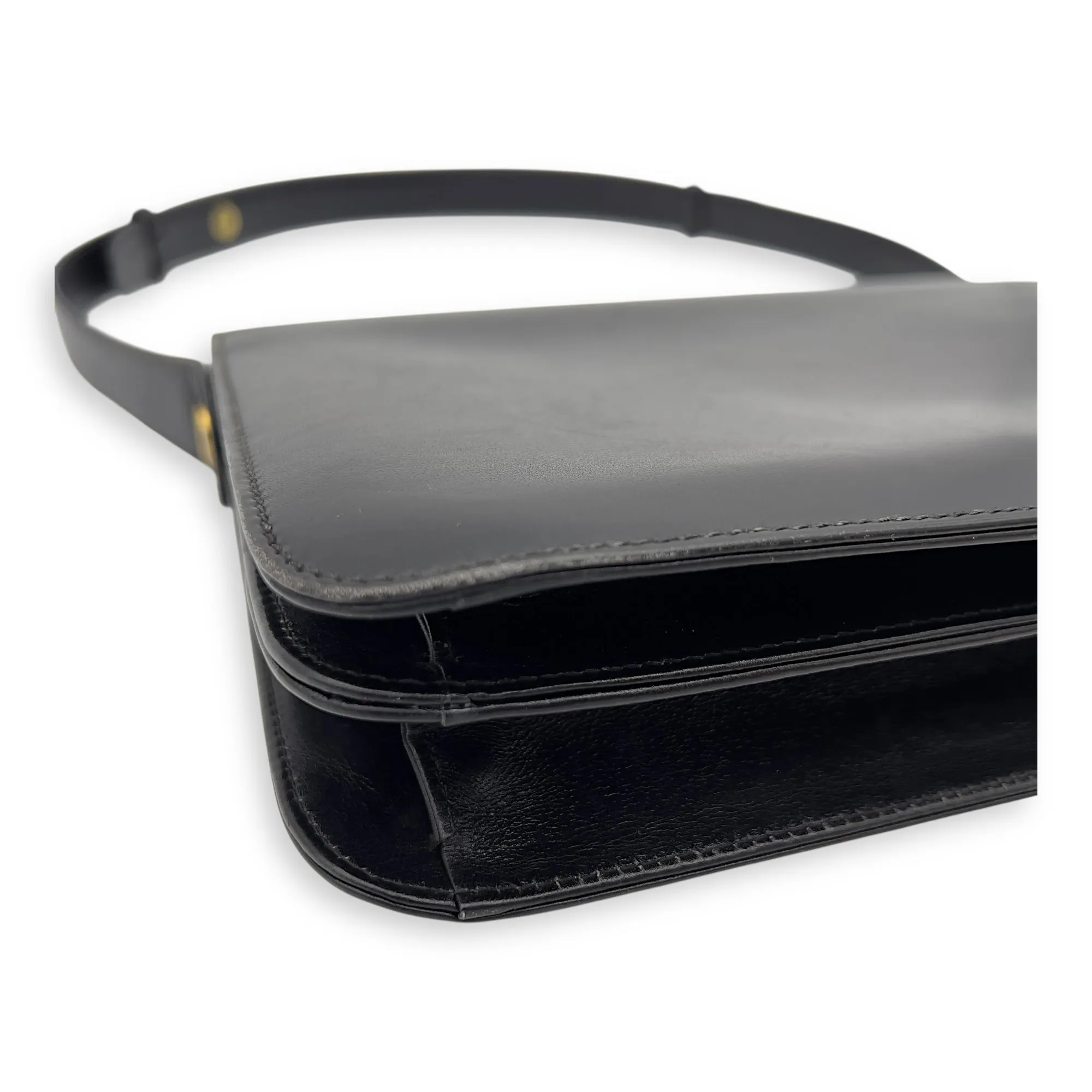 Vintage Card Holder Black in Calfskin, Gold hardware