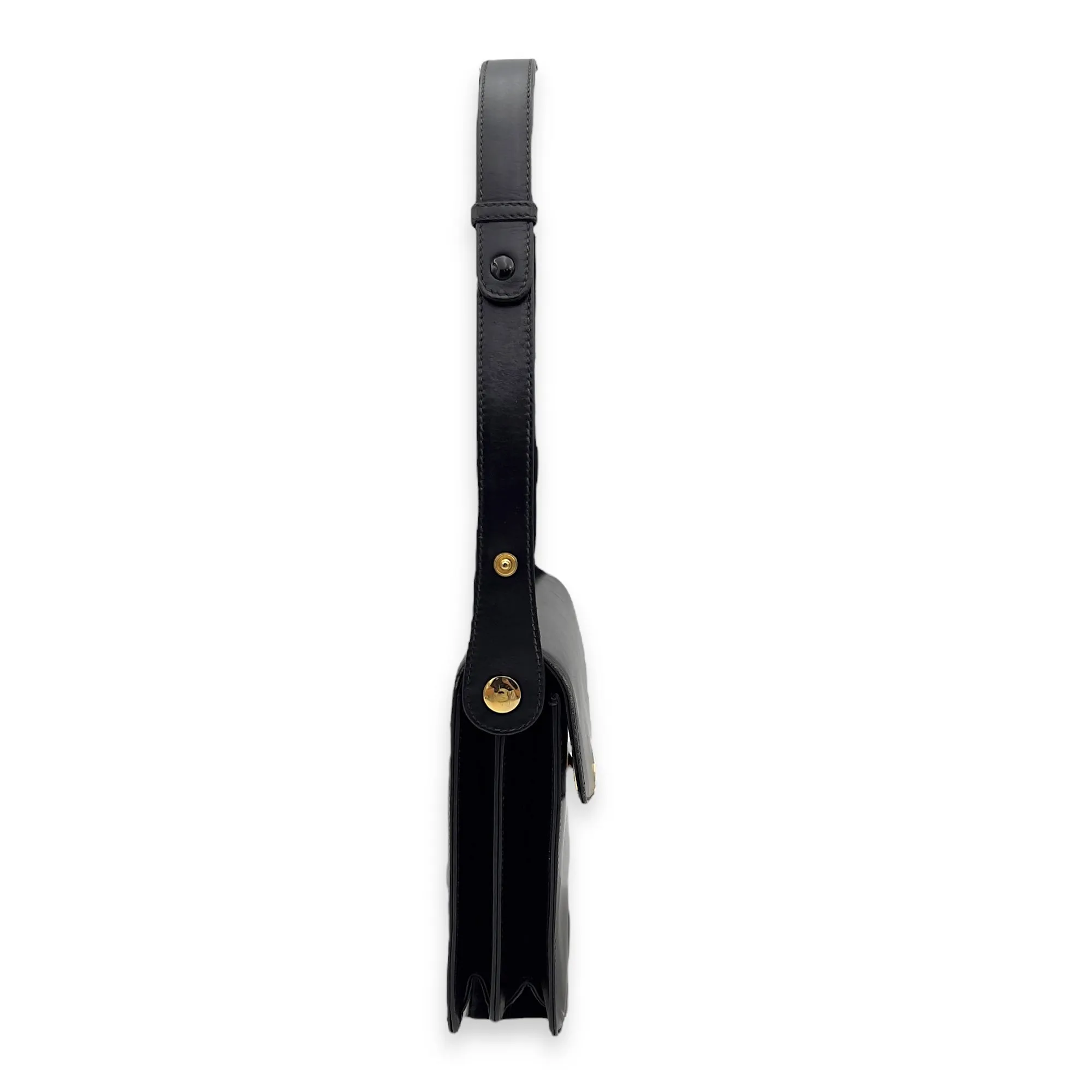 Vintage Card Holder Black in Calfskin, Gold hardware