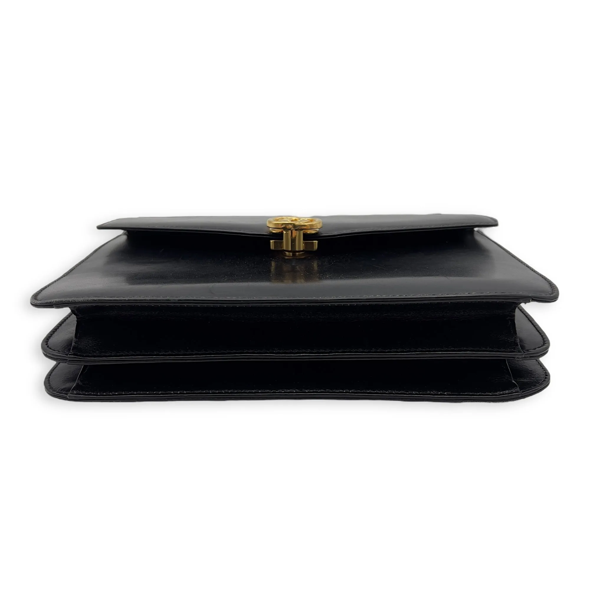 Vintage Card Holder Black in Calfskin, Gold hardware
