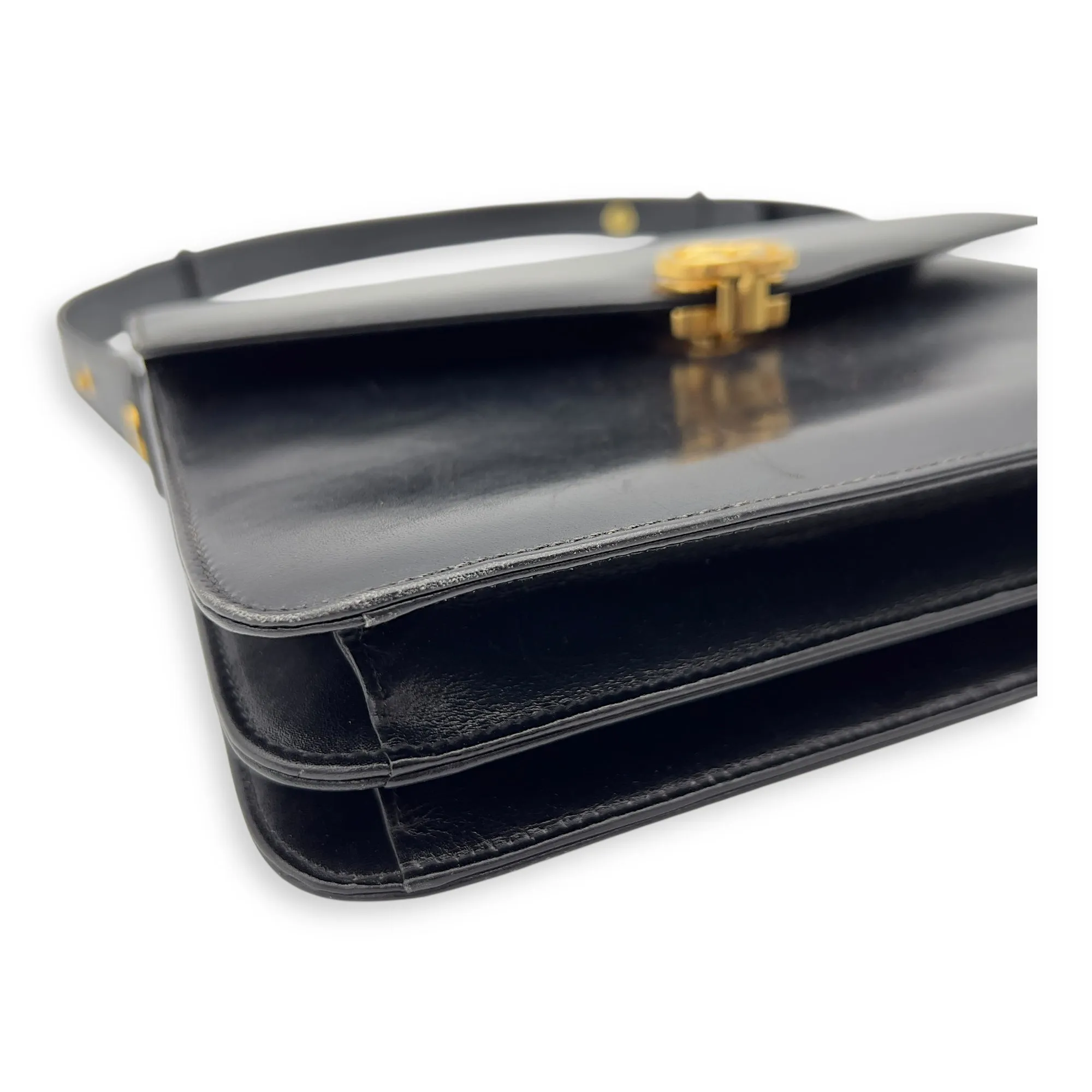 Vintage Card Holder Black in Calfskin, Gold hardware