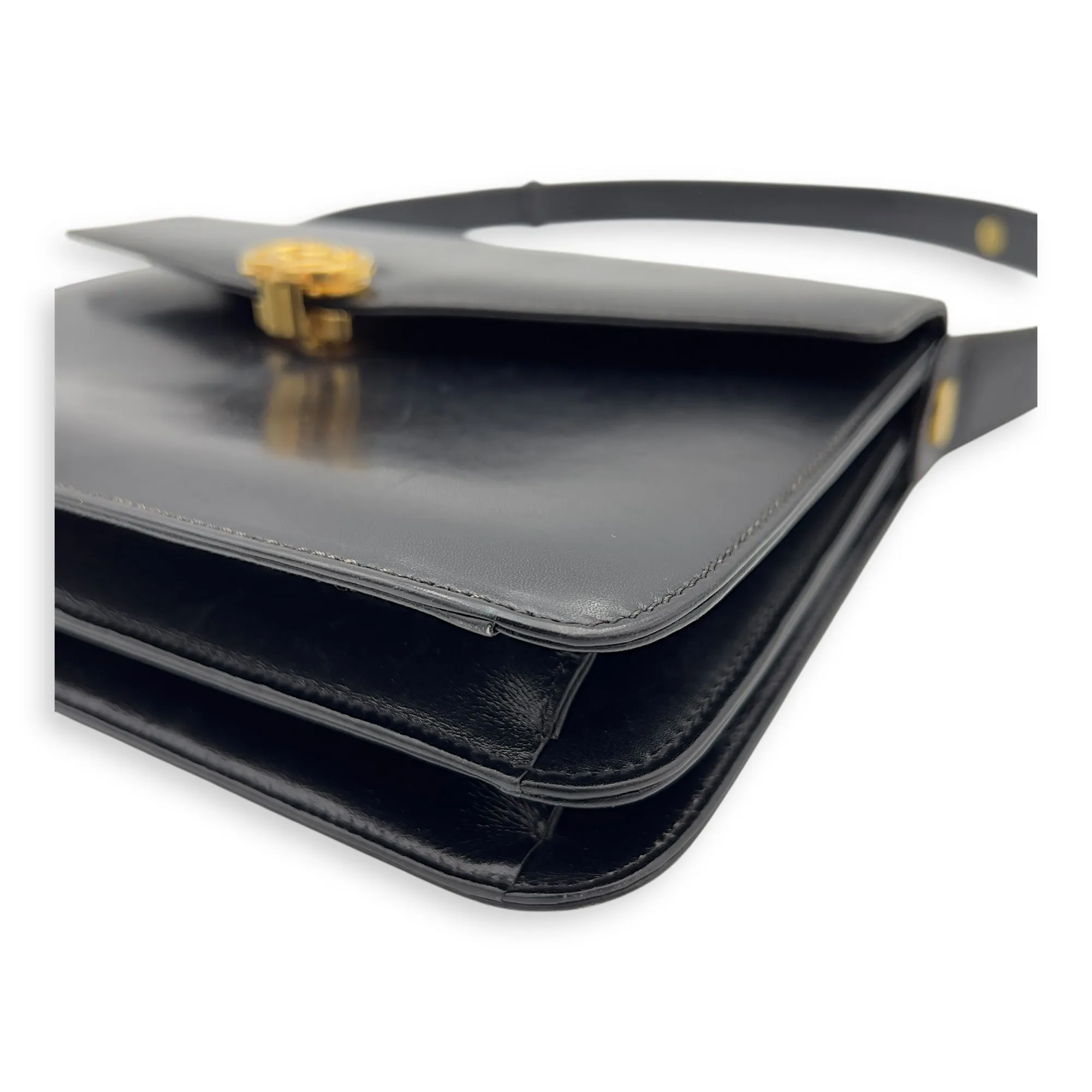 Vintage Card Holder Black in Calfskin, Gold hardware