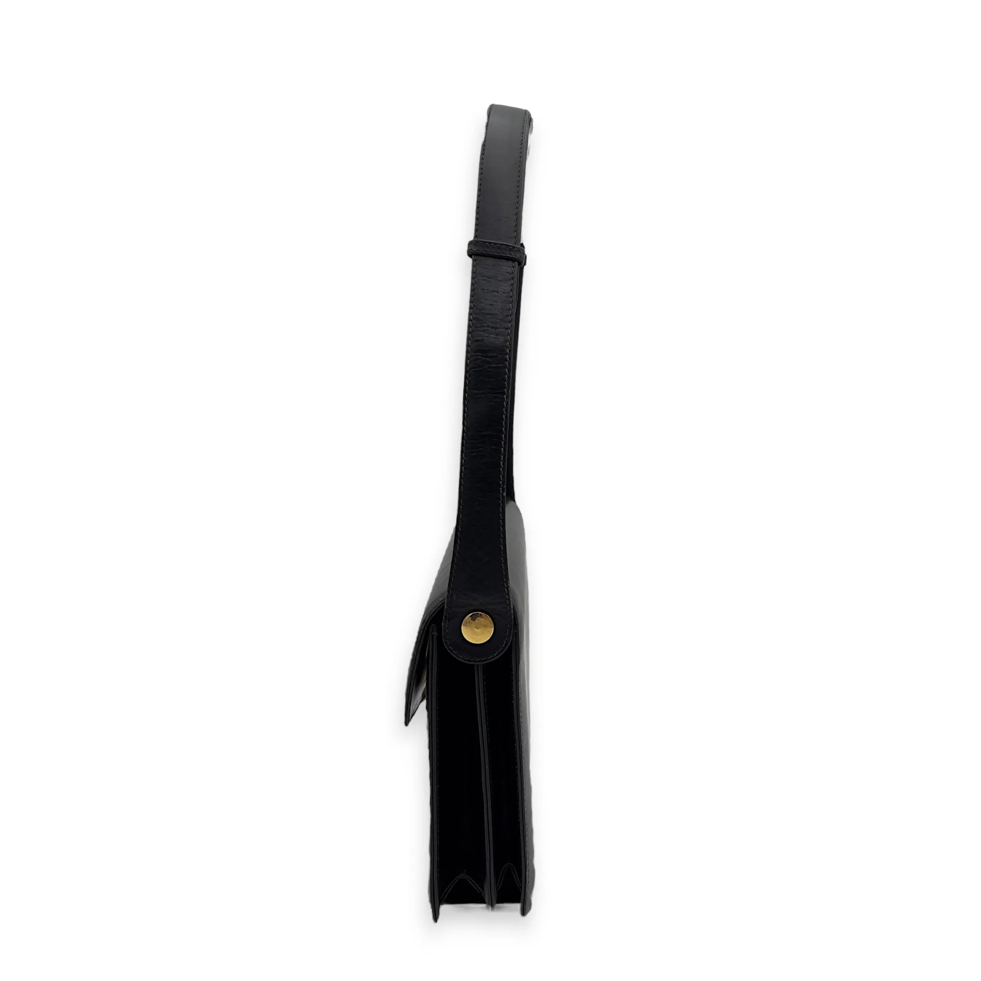 Vintage Card Holder Black in Calfskin, Gold hardware