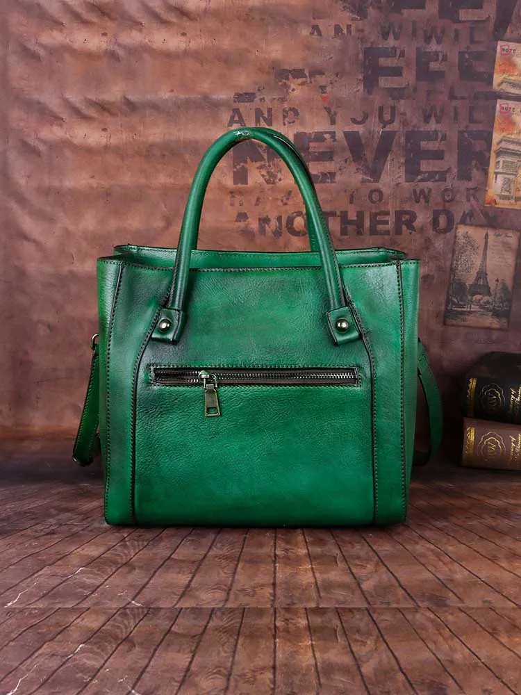 Vintage Casual Simple Leather Embossed Handbag