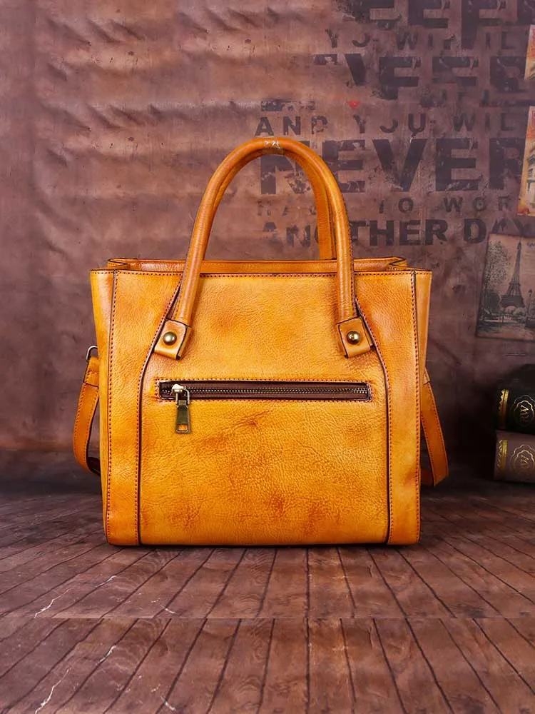 Vintage Casual Simple Leather Embossed Handbag