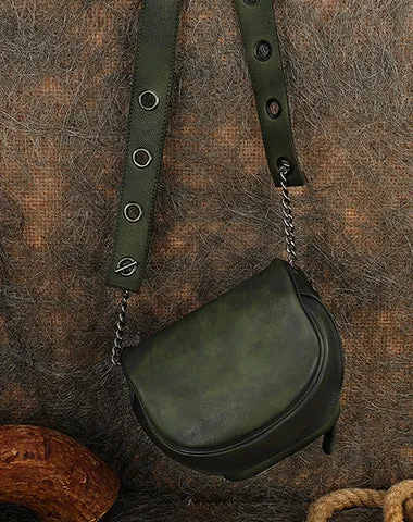 Vintage Coffee Leather Womens Saddle Shoulder Bag Saddle Crossbody Purse for Women