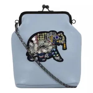 Vintage Elephant Embroidered Sling Bag (Blue)