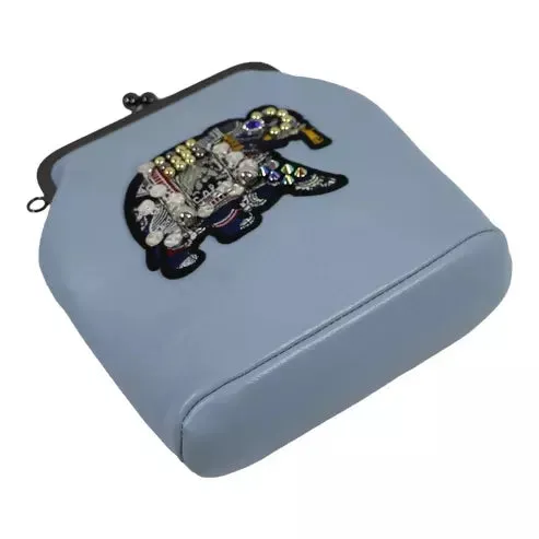 Vintage Elephant Embroidered Sling Bag (Blue)