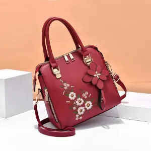 Vintage Embroidery Shoulder Bag for Women Luxury Brands Top-handle Handbags Female PU Leather Messenger Crossbody Bag Tote bolsa