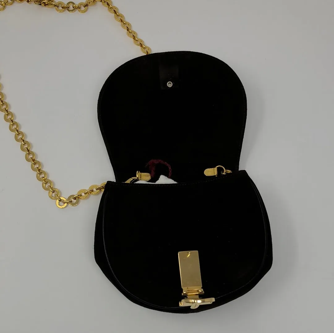 Vintage: Ferragamo Brown Suede Flap Mini Bag with Gold Hardware