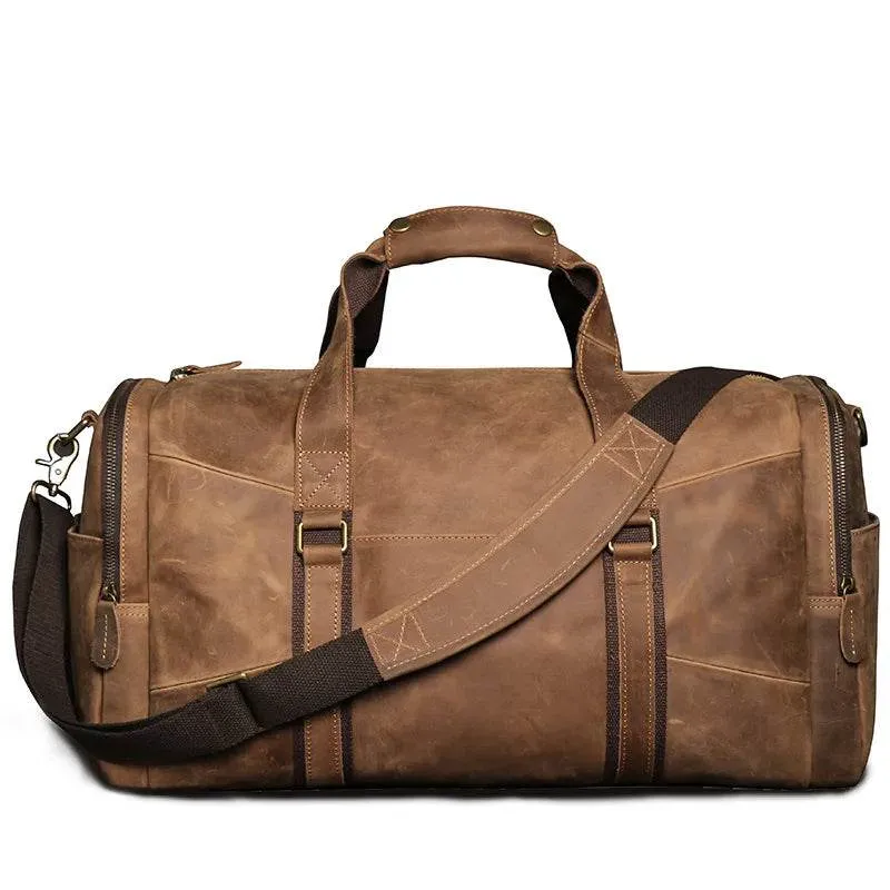 Vintage Genuine Leather Travel Bag Crazy Horse Weekend Luggage