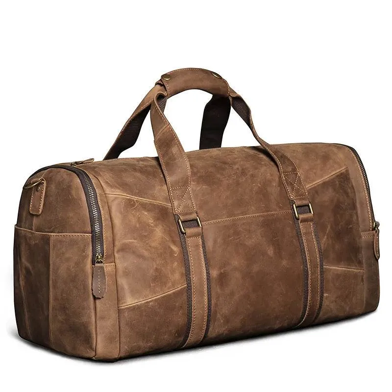 Vintage Genuine Leather Travel Bag Crazy Horse Weekend Luggage