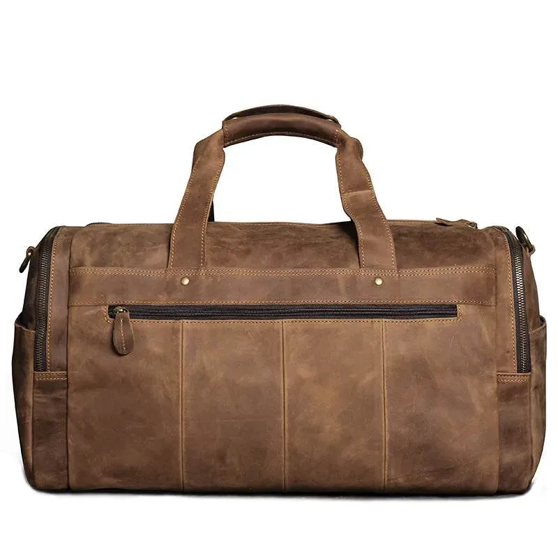 Vintage Genuine Leather Travel Bag Crazy Horse Weekend Luggage