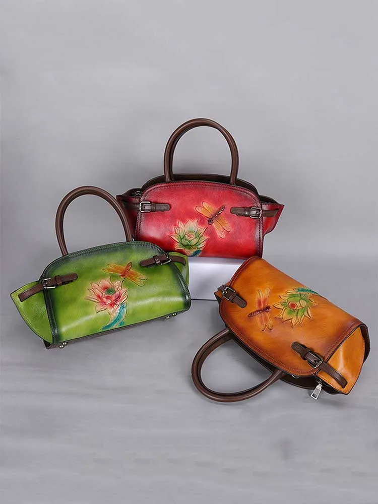 Vintage Handmade Embossed Durable Handbag