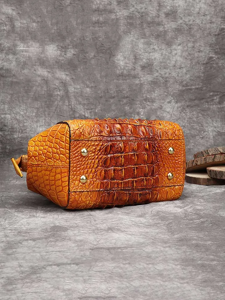 Vintage Leather Fashion Crocodile Pattern Shell Bag