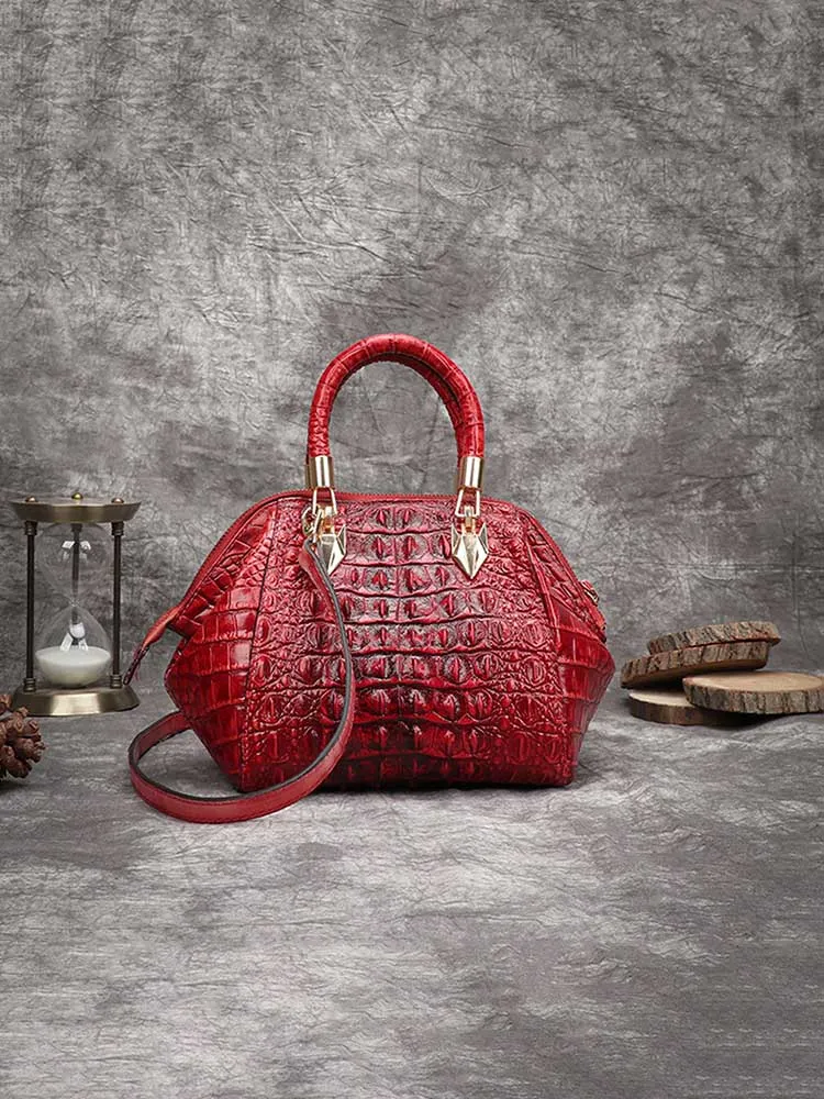 Vintage Leather Fashion Crocodile Pattern Shell Bag