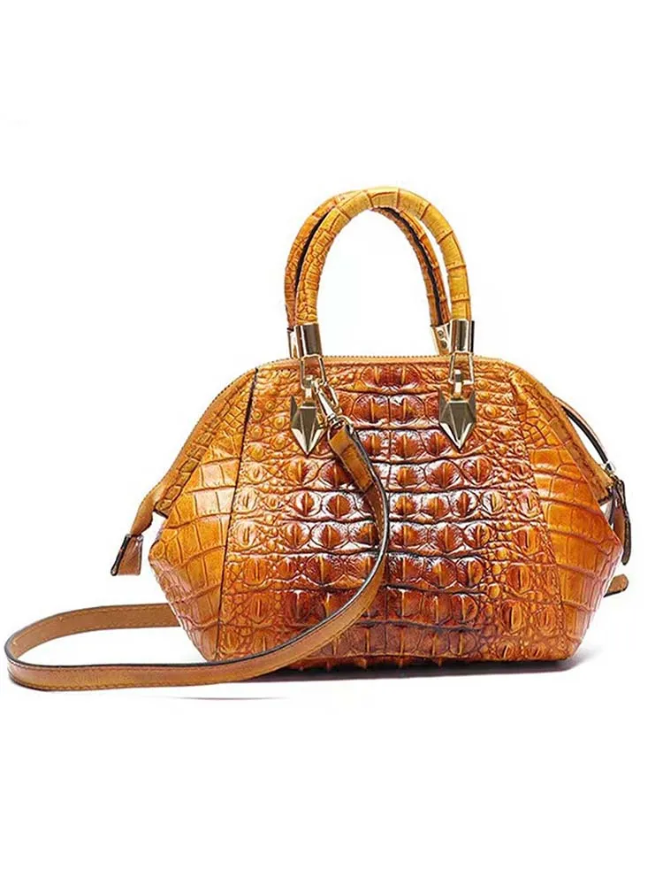 Vintage Leather Fashion Crocodile Pattern Shell Bag