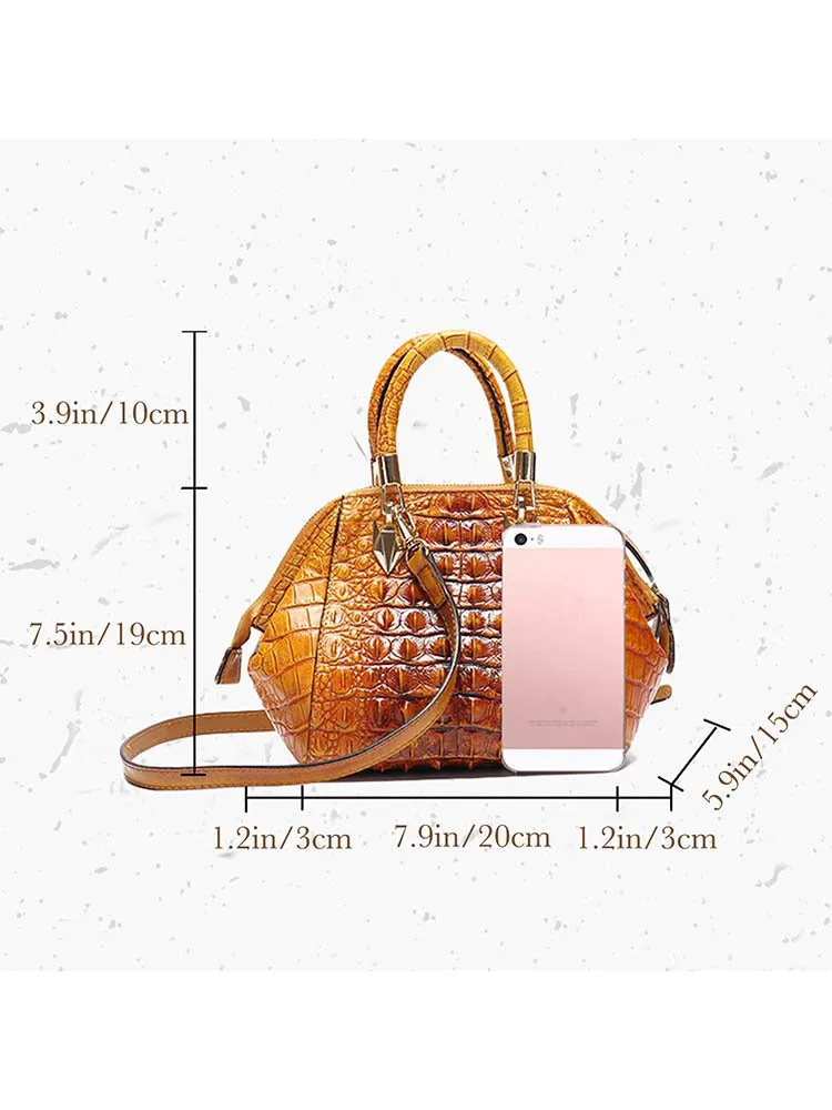 Vintage Leather Fashion Crocodile Pattern Shell Bag