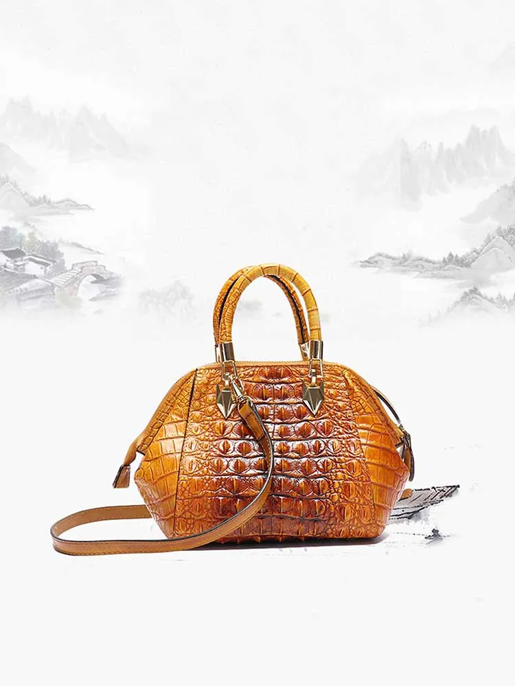 Vintage Leather Fashion Crocodile Pattern Shell Bag