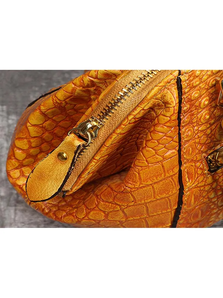 Vintage Leather Fashion Crocodile Pattern Shell Bag