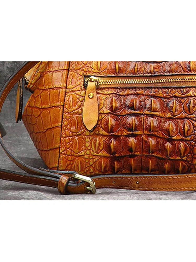 Vintage Leather Fashion Crocodile Pattern Shell Bag